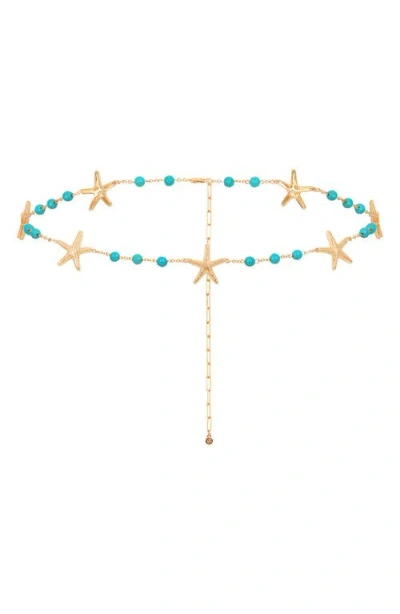 ETTIKA ETTIKA STARFISH & TURQUOISE BELLY CHAIN