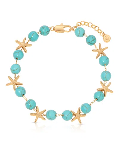Ettika Starfish And Turquoise Linked Anklet In Blue