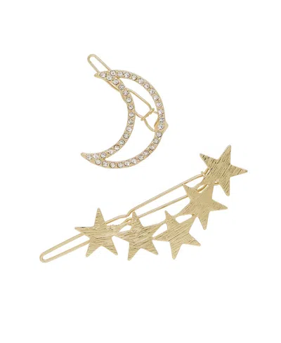 Ettika Stars And Moon Hair Barrettes In Gold-tone, Set Of 2