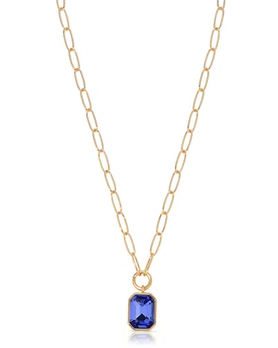 Ettika Stone Bezel Deco Pendant Necklace, 15-20 In Blue