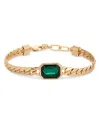 Ettika Deco Crystal Statement Cuban Chain Bracelet In Gold/green