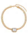 Ettika Deco Crystal Statement Cuban Chain Necklace In Gold