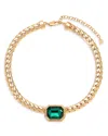 Ettika Deco Crystal Statement Cuban Chain Necklace In Gold/green