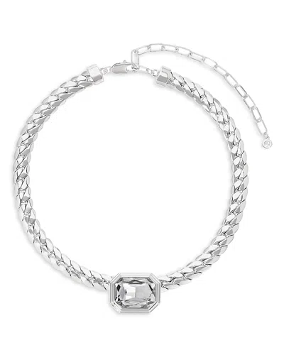 Ettika Deco Crystal Statement Cuban Chain Necklace In Silver