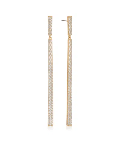 Ettika Straight Drop 18k Gold Plated Crystal Dangle Earrings