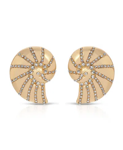 ETTIKA STUDDED SHELL STATEMENT EARRINGS