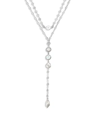 Ettika Summer Dreamin' Pave & Cultured Freshwater Pearl Collar & Lariat Necklaces, Set Of 2 In Transparent
