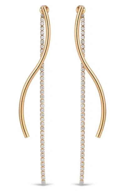 Ettika Swerve Cubic Zirconia Front/back Earrings In Gold