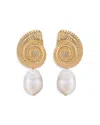 Ettika Swirled Shell Freshwater Cultivated Pearl Statement Earrings In White/gold