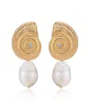 Ettika Swirled Shell Freshwater Cultivated Pearl Statement Earrings In Gold