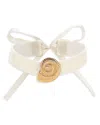 Ettika 18k Gold Plated Swirled Shell Pendant Beige Velvet Choker In Gold/ivory