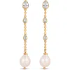 Ettika Teardrop Cubic Zirconia & Freshwater Pearl Drop Earrings In Gold