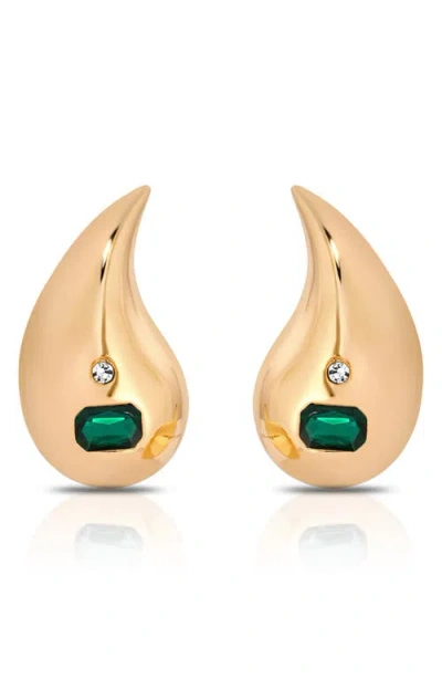 Ettika Teardrop Statement Earrings In Green