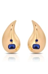 Ettika Teardrop Statement Earrings In Sapphire