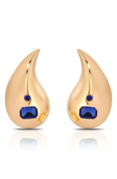 Ettika Teardrop Statement Earrings In Sapphire