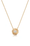 Ettika Textured Baguette Disc Necklace In Gold