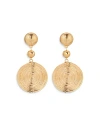 ETTIKA TEXTURED DOUBLE DISC DROP EARRINGS IN 18K GOLD PLATED