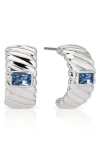 Ettika Textured Half Hoop Earrings In Blue
