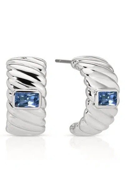 Ettika Textured Half Hoop Earrings In Blue