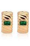 Ettika Textured Half Hoop Earrings In Green