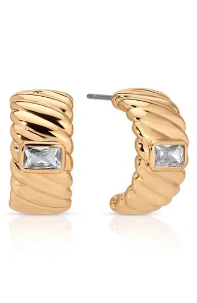 Ettika Textured Half Hoop Earrings In Transparent