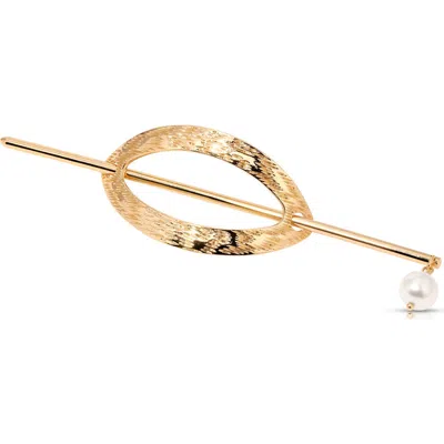 Ettika Textured Hoop & Pin French Barrette In Gold