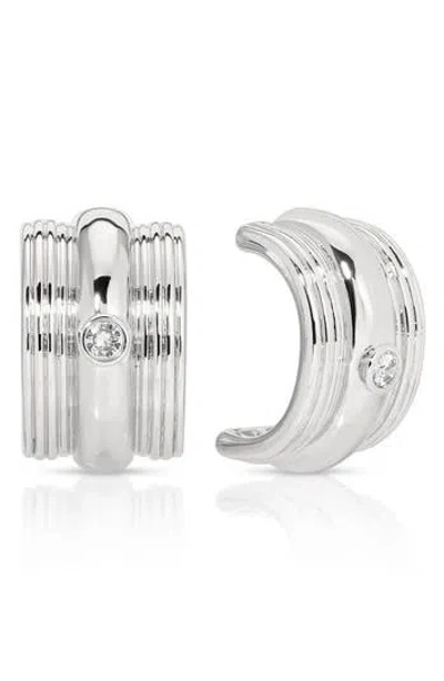 Ettika Textured Statement Hoop Earrings In Silver