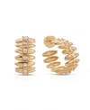 Ettika Baguette Cubic Zirconia Thick Oval Dome Hoop Earrings