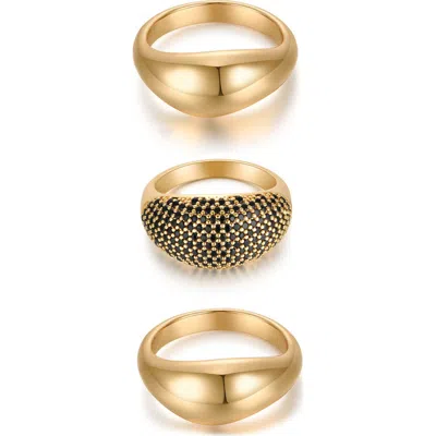 Ettika Timeless Glamour Set Of 3 Rings In Gold