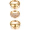 Ettika Timeless Glamour Set Of 3 Rings In Gold