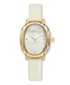 Ettika Timeless Texture Gold Plated Leather Watch, 70-110mm In White