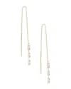 Ettika Triple Baguette Chain Threader Earrings In Gold