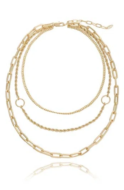 Ettika Triple Chain Necklace In Gold