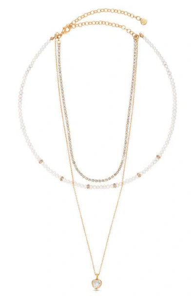 Ettika Triple Layered Pendant Necklace In Gold