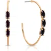 Ettika Triple Marquise Cubic Zirconia Hoop Earrings In Black
