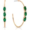 Ettika Triple Marquise Cubic Zirconia Hoop Earrings In Green