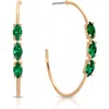 Ettika Triple Marquise Cubic Zirconia Hoop Earrings In Green