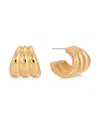 Ettika Triple Ribbed Huggie Hoop Earrings In Gold
