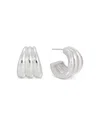 Ettika Triple Ribbed Huggie Hoop Earrings In Metallic