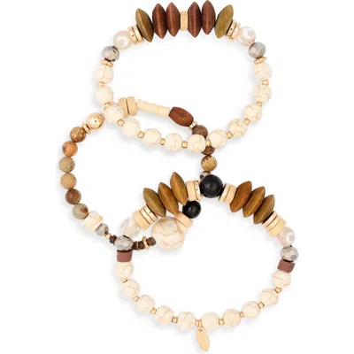 Ettika Tropics Set Of 3 Beaded Stretch Bracelets In White