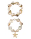 Ettika True Shell Stretch Bracelet Set In Gold