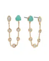 Ettika Turquoise & Cubic Zirconia Chain Connected Double Stud Earrings