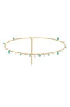 Ettika Turquoise & Freshwater Pearl Charm Waist Chain In Turquoise
