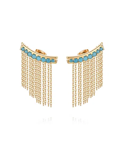 Ettika Turquoise Bead 18k Gold Plated Ear Crawler