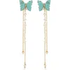 Ettika Turquoise Butterfly Freshwater Pearl Chain Dangle Earrings In Turquoise