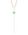 Ettika Turquoise Butterfly Cultivated Pearl Chain Lariat Necklace In Turquoise