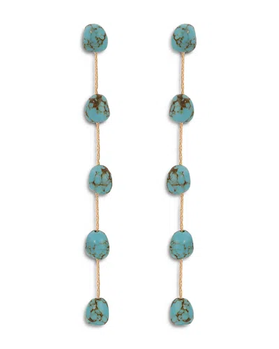 Ettika Turquoise Linear Drop Earrings In 18k Gold Plated In Green