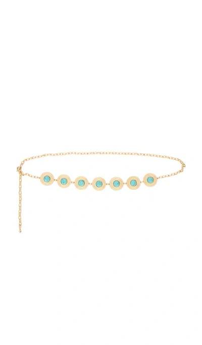 Ettika Turquoise Medallion Belt In Gols & Turquoise