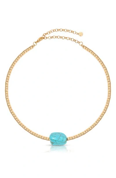 Ettika Turquoise Pendant Bead Necklace In Gold