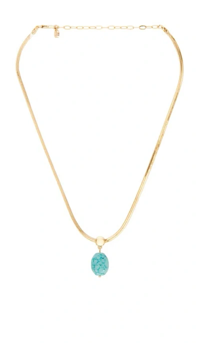 Ettika Turquoise Pendant Snake Chain In 蓝绿&金黄
